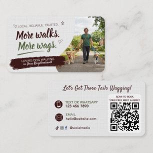 Dog Walking Pet Sitting with QR Code Business Card