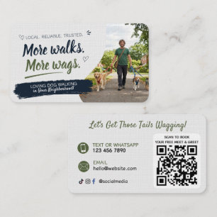 Dog Walking Pet Sitting with QR Code Business Card