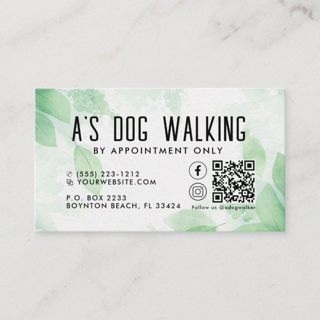 Dog Walking QR Code Photo Business Card (Front)