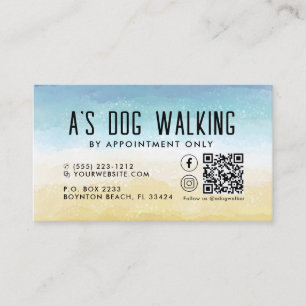 Dog Walking QR Code Photo Business Card