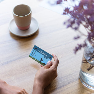 Dog Walking Service Blue   Green Business Card