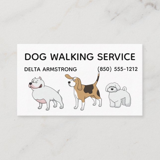 Dog Walking Service Business Cards (Front)