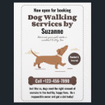 Dog Walking Services by Suzanne Dachshund Flyer<br><div class="desc">Adorable dachshund dog walkers flyer with clouds and a bone for your small pet business. Template to add your information.</div>