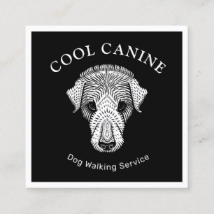 Dog Walking Walker  Cool Black White Business Card