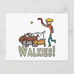Dog Walking Walkies Postcard