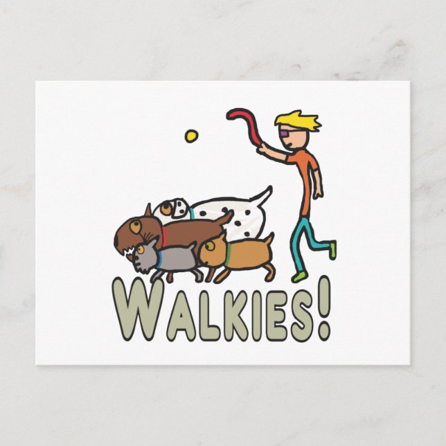 Dog Walking Walkies Postcard (Front)