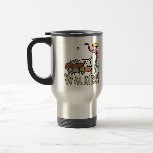 Dog Walking Walkies Travel Mug (Left)