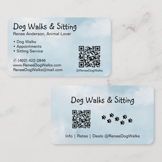 Dog Walks and Sitting | QR Code Business Card (Front/Back)