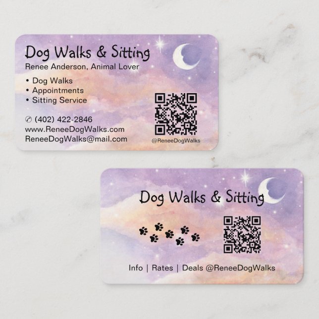 Dog Walks and Sitting | QR Code Business Card (Front/Back)