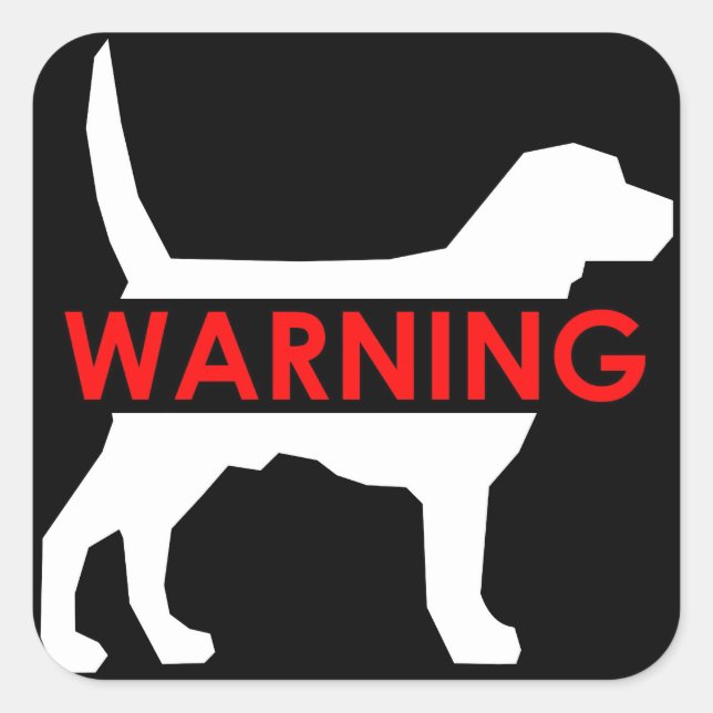 DOG WARNING SQUARE STICKER (Front)