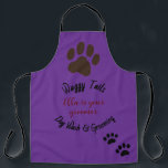 Dog Wash & Groomer Customised Apron<br><div class="desc">Dog Wash and Groomer Apron. Large paw and two smaller paws at the bottom. Editable. Customisable text and name.</div>