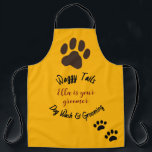 Dog Wash & Groomer Customised Apron<br><div class="desc">Dog Wash and Groomer Apron. Large paw and two smaller paws at the bottom. Editable. Customisable text and name.</div>