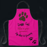 Dog Wash & Groomer Customised Apron<br><div class="desc">Dog Wash and Groomer Apron. Large paw and two smaller paws at the bottom. Editable. Customisable text and name.</div>