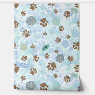 Dog Wash In Bubble Bath Soap And Sponge Wallpaper