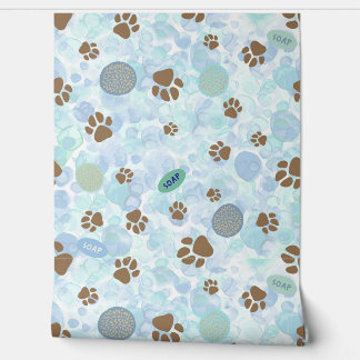 Dog Wash In Bubble Bath Soap And Sponge Wallpaper