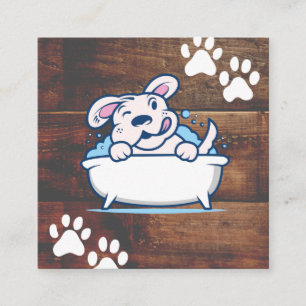 Dog Wash   Paws   Wood Boards Square Business Card