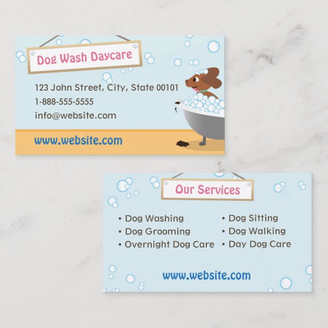 Dog Wash Pet Daycare Business Card (Front/Back)