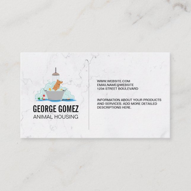 Dog Wash | Pet Sitting | Marble Business Card (Front)