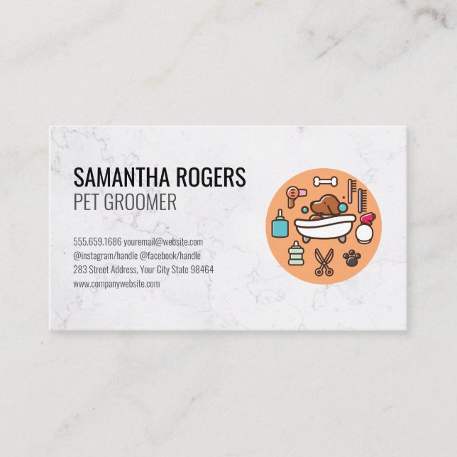 Dog Wash Shower Icon Appointment Card (Front)