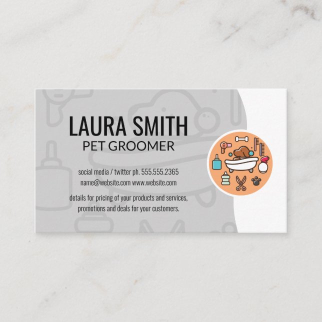 Dog Wash Shower Icon Business Card (Front)
