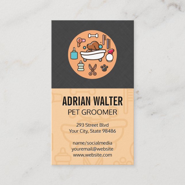 Dog Wash Shower Icon Business Card (Front)
