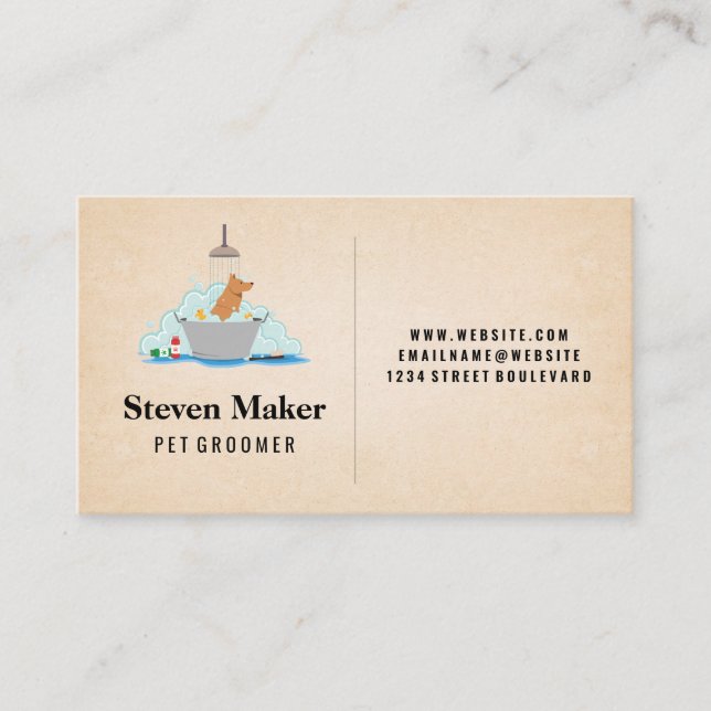 Dog Wash Shower Icon Business Card (Front)