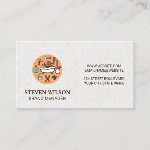 Dog Wash Shower Icon   Paper Texture Background Business Card