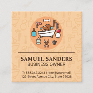 Dog Wash Shower Icon Square Business Card
