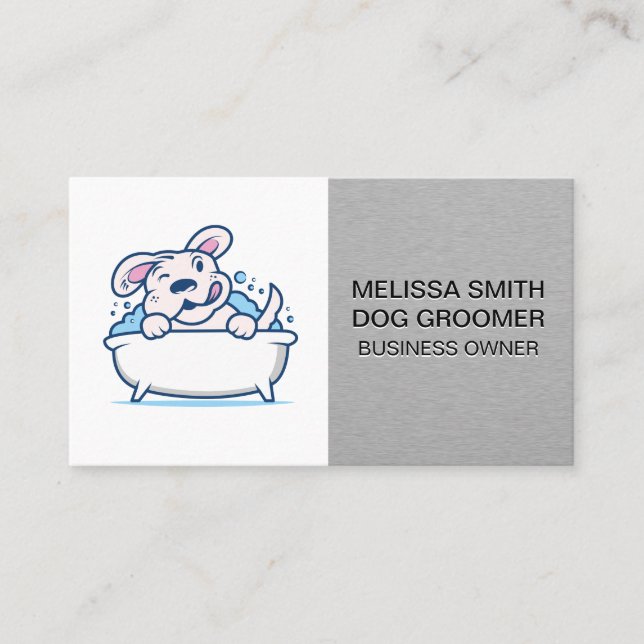 Dog Wash | Sleek Metallic Appointment Card (Front)