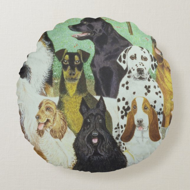 Dog Watch Round Cushion (Front)
