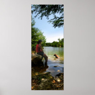 Dog watching at Ladybird Lake - Austin Texas Poster