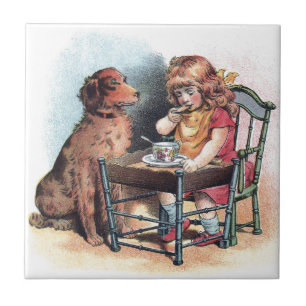Dog Watching Toddler Eat Tile