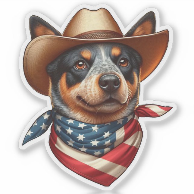 Dog Wearing a Hat and American Flag Bandanna (Front)