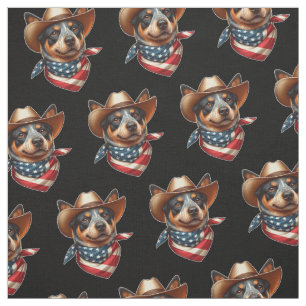 Dog Wearing a Hat and American Flag Bandanna Fabric