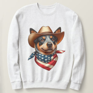 Dog Wearing a Hat and American Flag Bandanna Sweatshirt