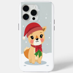 dog wearing a santa hat and scarf iPhone 15 pro max case