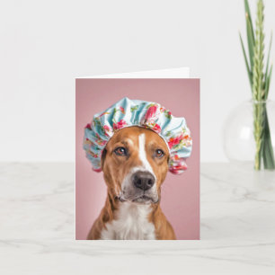 Dog Wearing a Shower Cap  Note Card