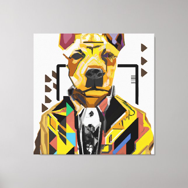 Dog Wearing a Suit: Digital Art Canvas Print (Front)