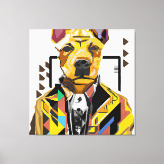 Dog Wearing a Suit: Digital Art Canvas Print