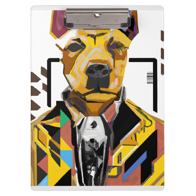 Dog Wearing a Suit: Digital Art Clipboard (Front)