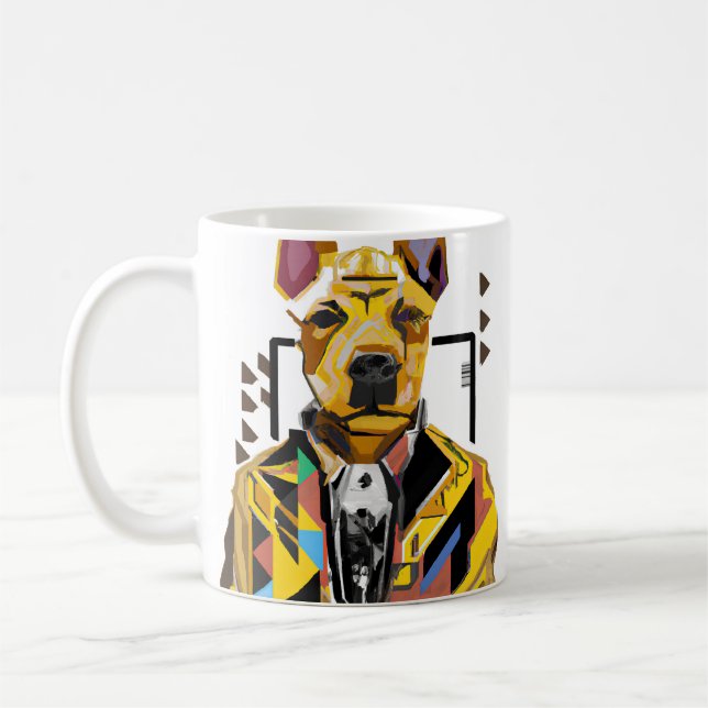 Dog Wearing a Suit: Digital Art Coffee Mug (Left)