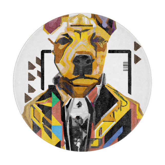 Dog Wearing a Suit: Digital Art Cutting Board (Front)