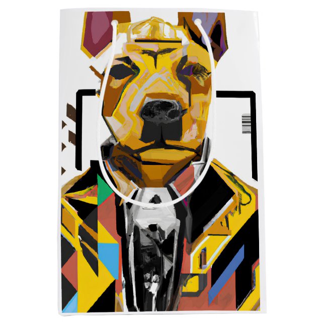 Dog Wearing a Suit: Digital Art Medium Gift Bag (Front)