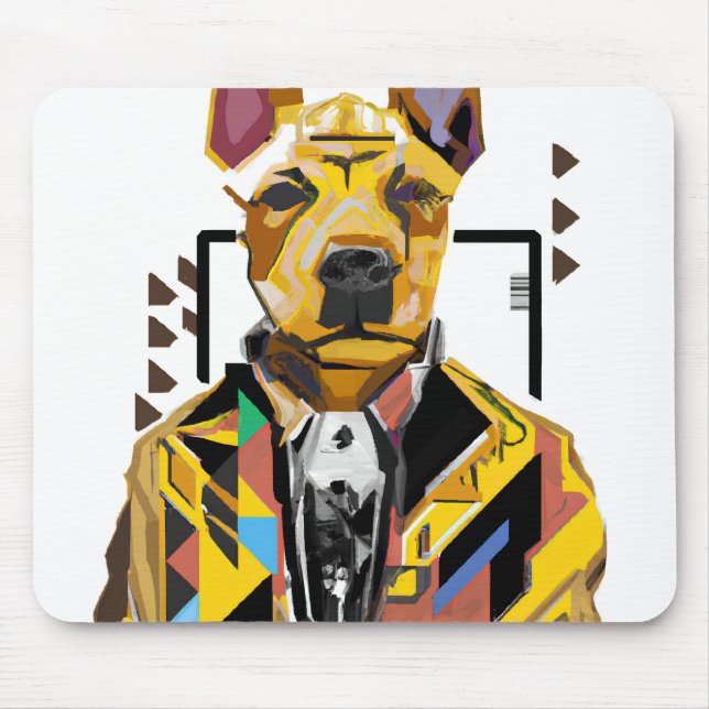 Dog Wearing a Suit: Digital Art Mouse Mat (Front)