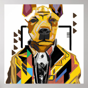 Dog Wearing a Suit: Digital Art Poster