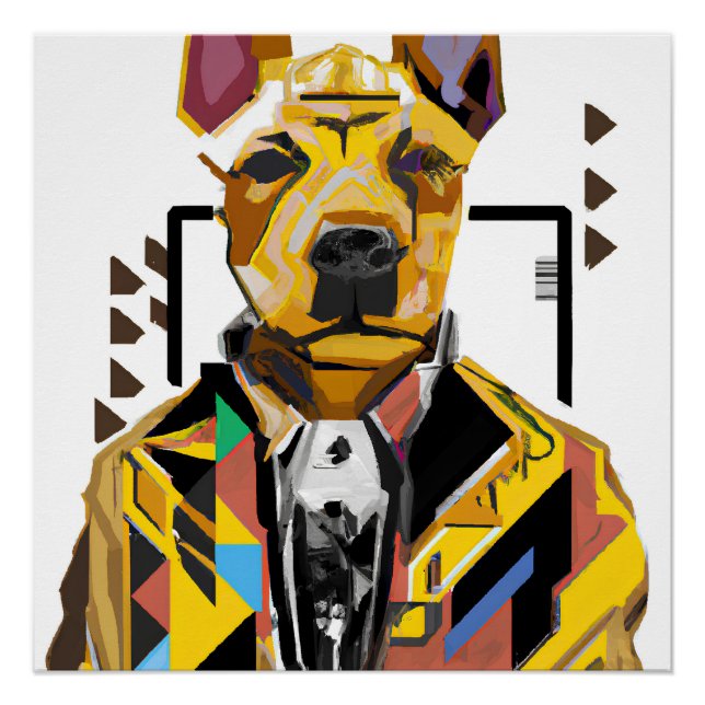 Dog Wearing a Suit: Digital Art Poster (Front)