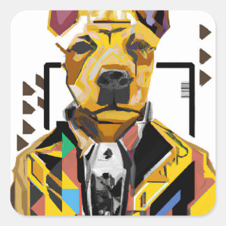 Dog Wearing a Suit: Digital Art Square Sticker