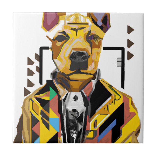 Dog Wearing a Suit: Digital Art Tile (Front)