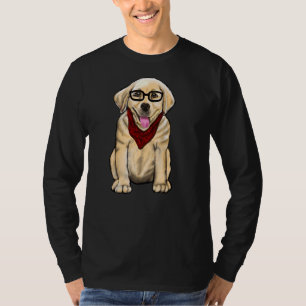 Dog Wearing Glasses And Red Scarf Cute Golden Labr T-Shirt