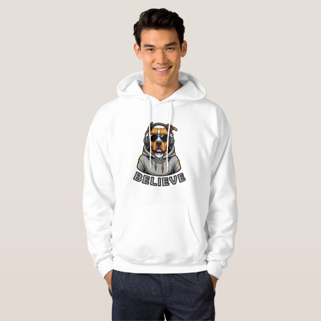 Dog Wearing Headphones Hoodie – Cool Music Lover P (Front Full)